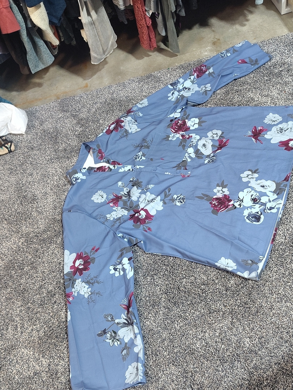 Blue Floral Women's Jumpsuit - Elegant Floral Print